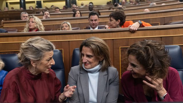 Las vicepresidentas Yolanda Díaz, Teresa Ribera y María Jesús Montero.