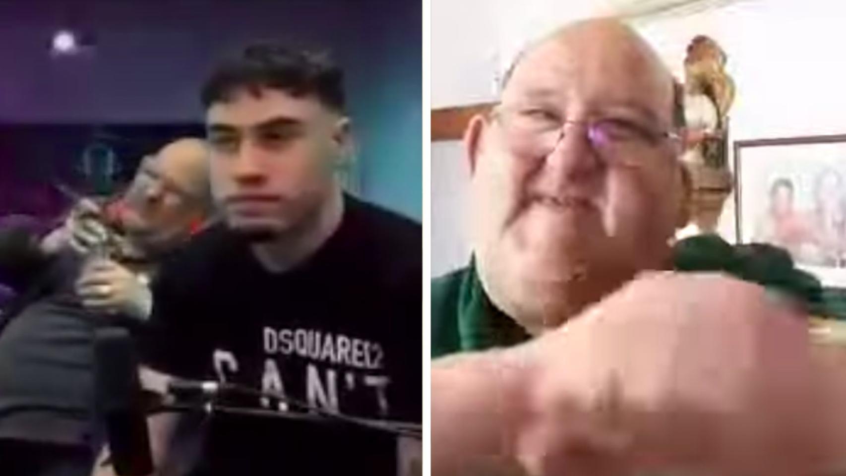 Captura del fatídico directo y otra de sus vídeos silbando.