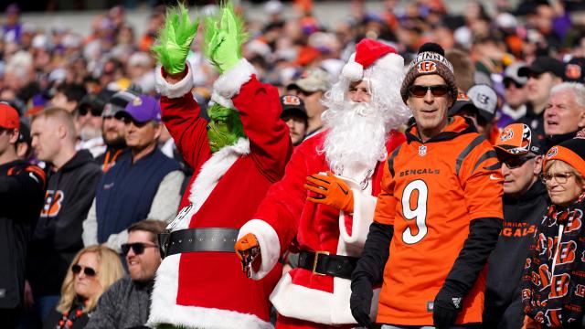 Aficionados de los Cincinnati Bengals durante un partido previo a las Navidades.