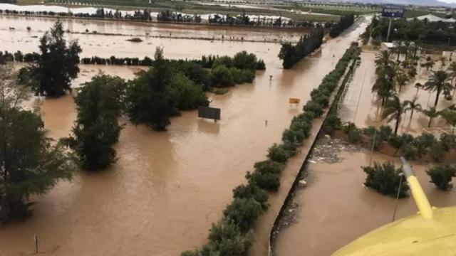 Fincas agrícolas anegadas por la DANA, en enero de 2020, en el municipio murciano de Los Alcázares.