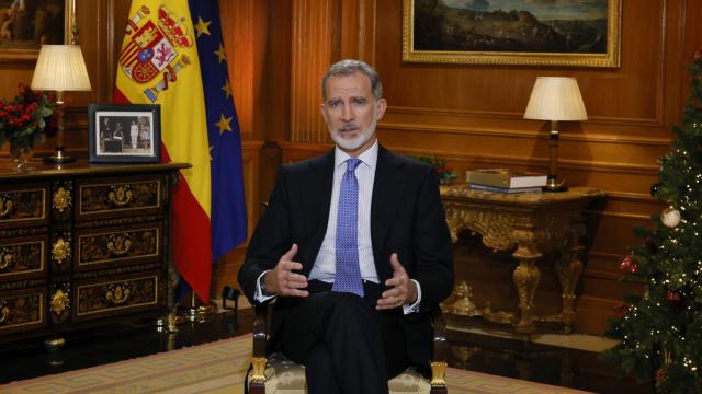 El rey Felipe Vi durante su décimo discurso de Navidad en Zarzuela