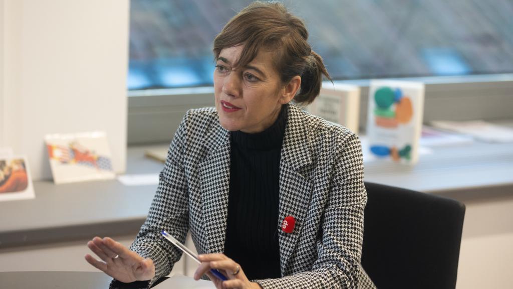 La portavoz de Sumar en el Congreso, Marta Lois, durante una entrevista para Europa Press,