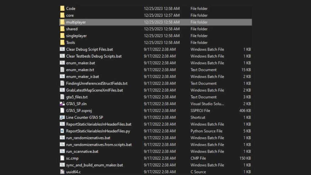 Captura del código fuente desgranado en Windows.