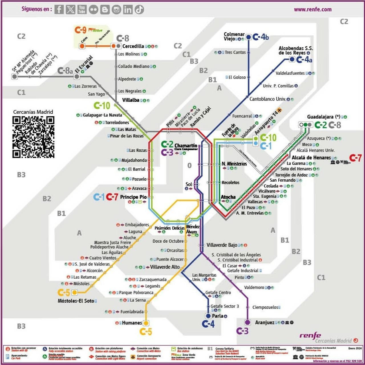 Mapa de Renfe Cercanías de Madrid.