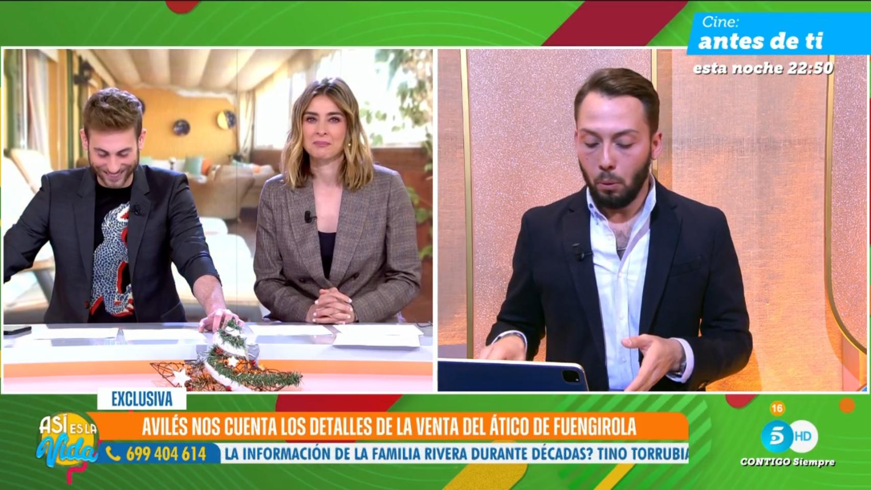 César Muñoz, Sandra Barneda y José Antonio Avilés en ‘Así es la vida’.