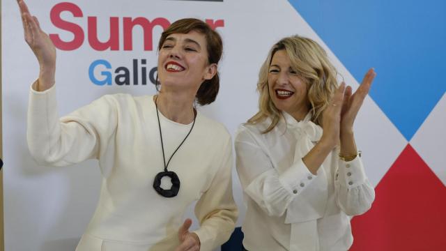 Yolanda Díaz y Marta Lois este miércoles en Santiago de Compostela.