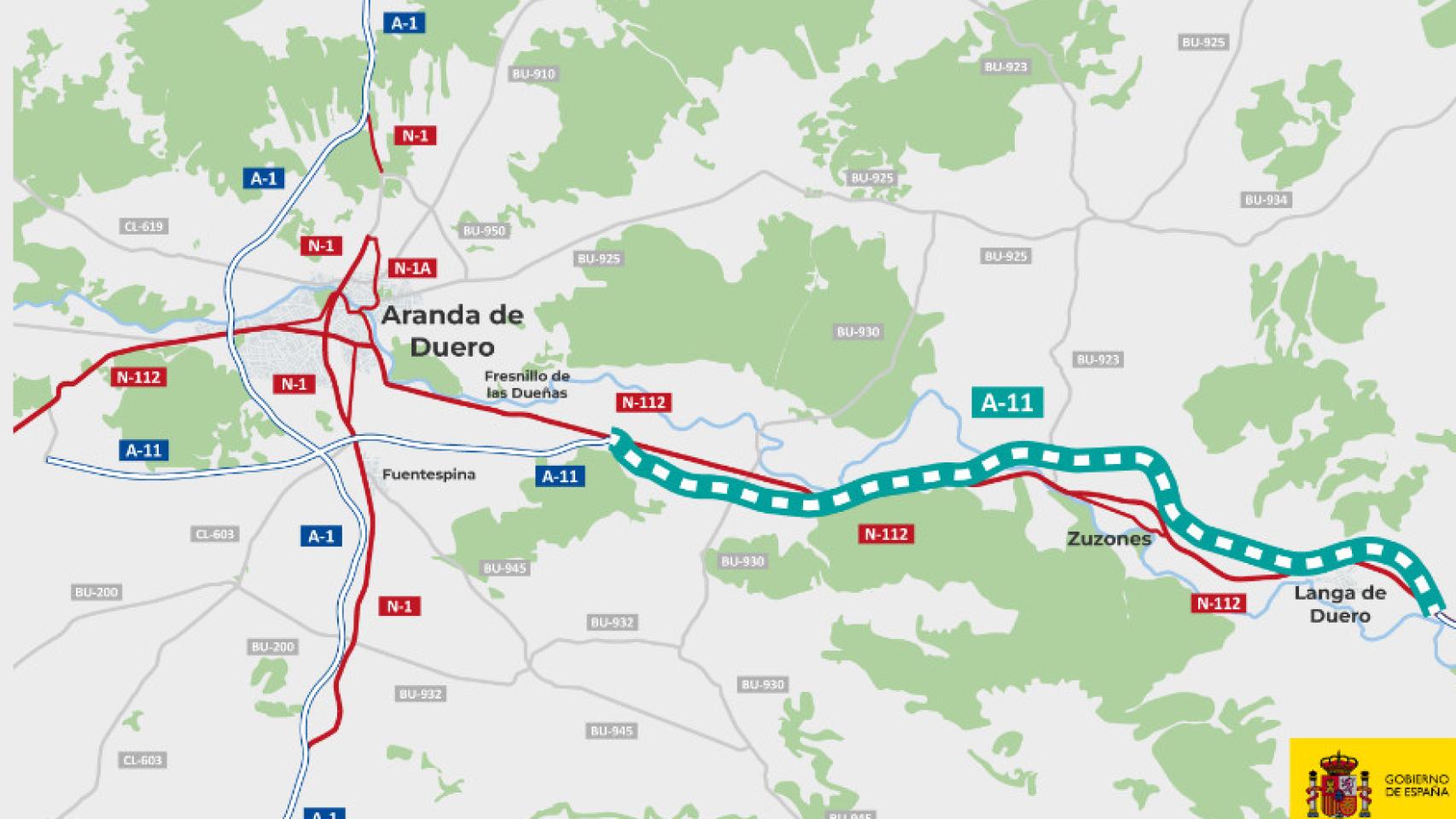 Obras de la A-11 entre Langa de Duero y Aranda de Duero