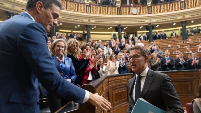 Pedro Sánchez y Alberto Núñez Feijóo en el Congreso.