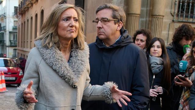 La todavía alcaldesa de Pamplona, Cristina Ibarrola, durante un acto celebrado este miércoles.