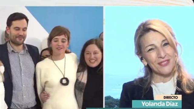 La líder de Sumar, Yolanda Díaz, este jueves en una entrevista en TVE.