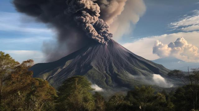Volcán en erupción.