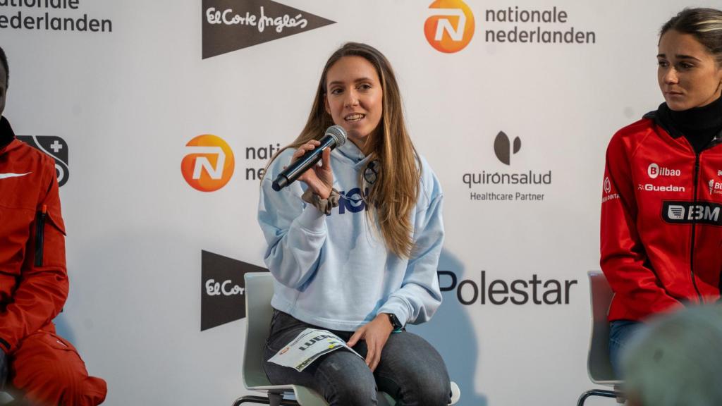 Laura Luengo, durante su intervención en la presentación de la Nationale-Nederlanden San Silvestre Vallecana.
