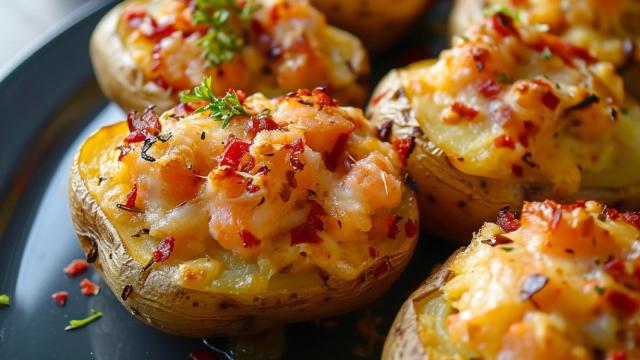 Receta de patatas rellenas de atún.