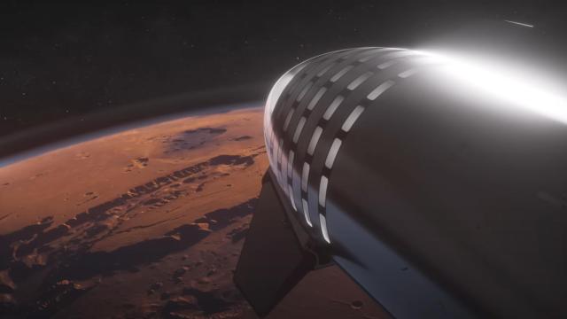 Recreación de Starship llegando a Marte.