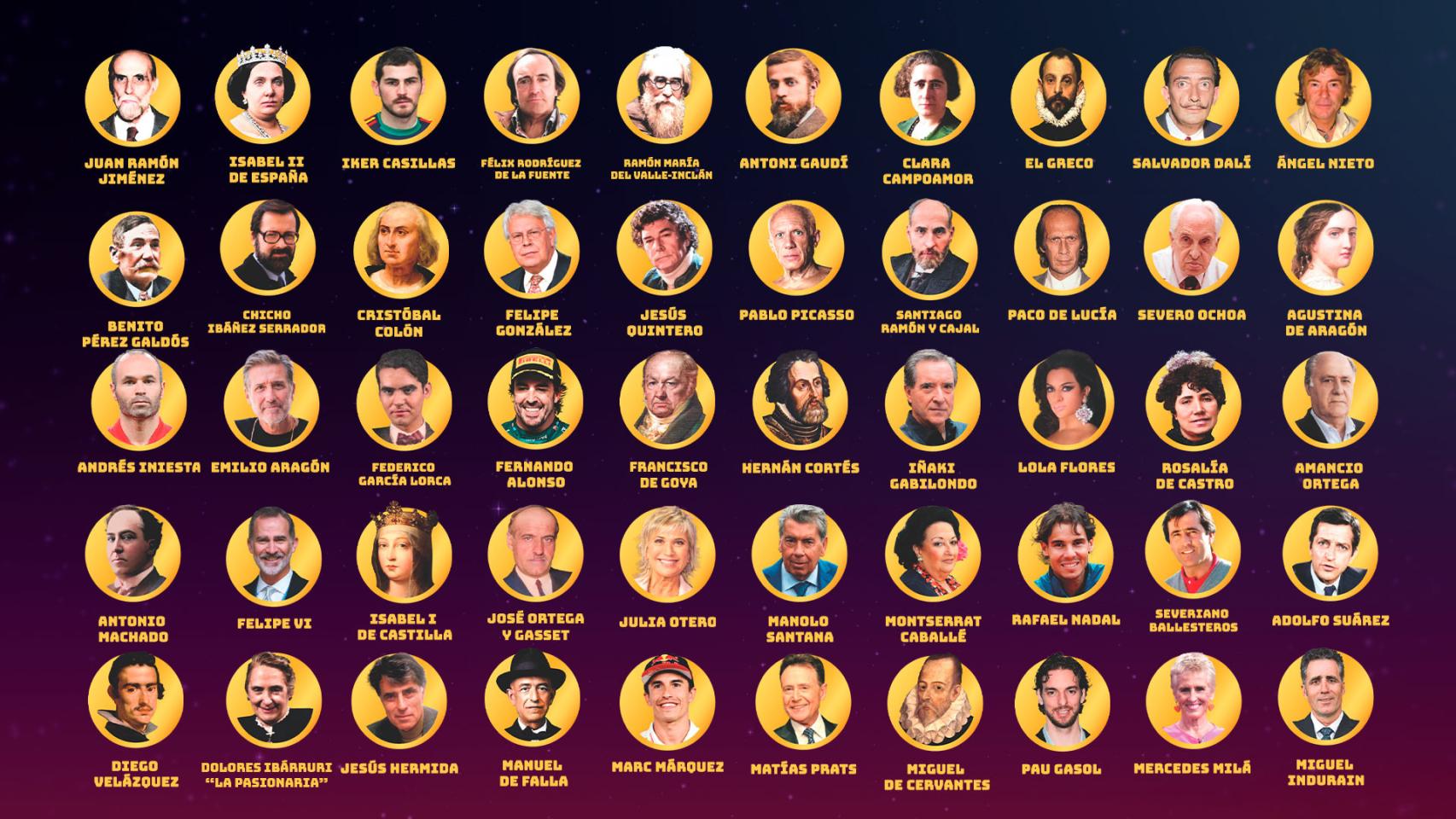 Mosaico de personajes ilustres propuestos por 'El mejor de la historia'.