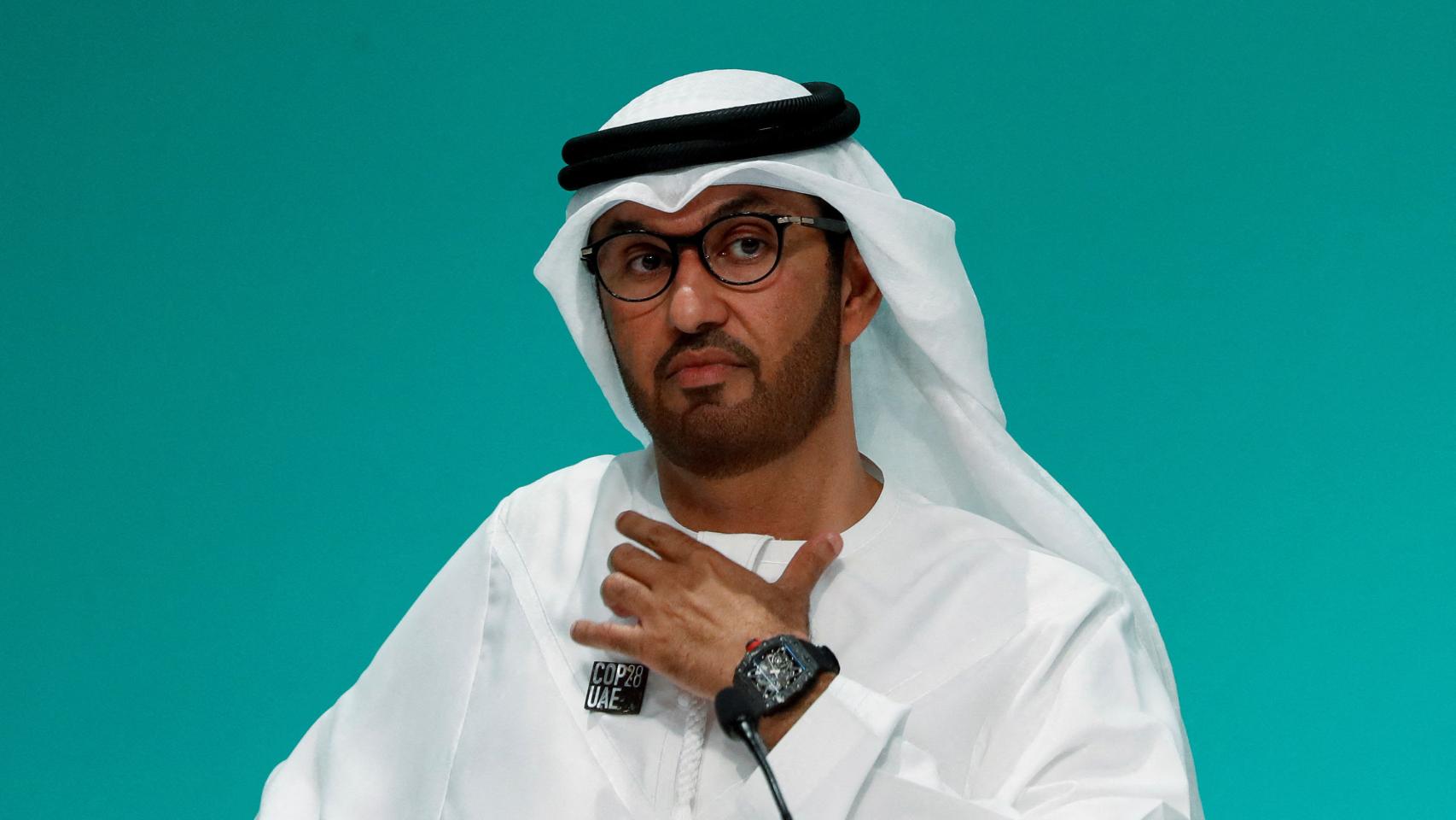 El presidente de la COP28, Sultán Ahmed Al Jaber, en una conferencia de prensa en diciembre.