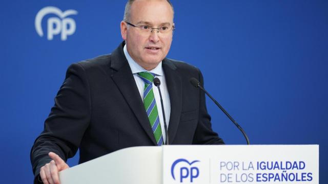 El portavoz parlamentario del PP, Miguel Tellado, este miércoles en Génova.
