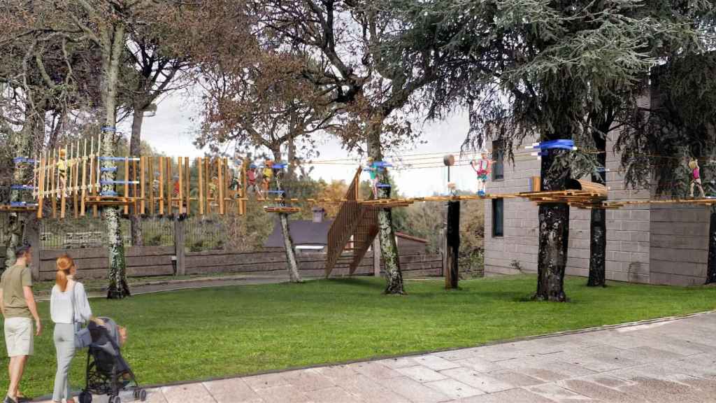 Infografía del área de juegos en la entrada de VigoZoo.