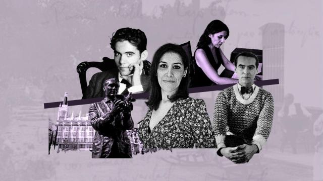 Recopilación de imágenes de Ana Bernal-Triviño y Federico García Lorca; de fondo, la Huerta de San Vicente y fragmento escrito a mano por el granadino de 'Poeta en Nueva York'.