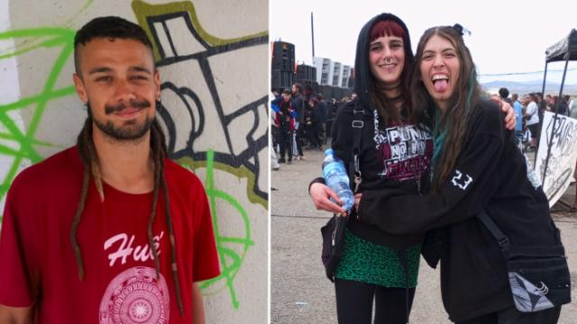 El mallorquín Jesús, y al otro lado, la jienense Noelia y la malagueña Laura, este jueves, durante las últimas horas de la rave de Fuente Álamo.