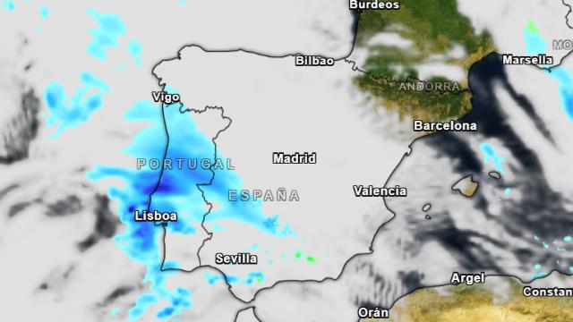 Mapa radar de las precipitaciones en España durante el 8 de enero