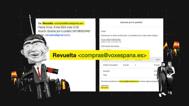 Factura enviada por Vox tras una donación a la organización juvenil Revuelta, convocante de las Uvas en Ferraz.