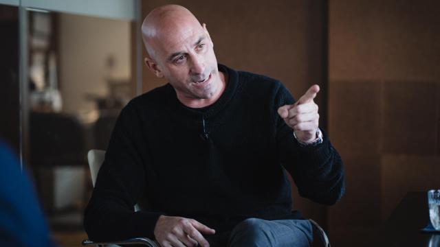 Luis Rubiales, durante la entrevista con EL ESPAÑOL