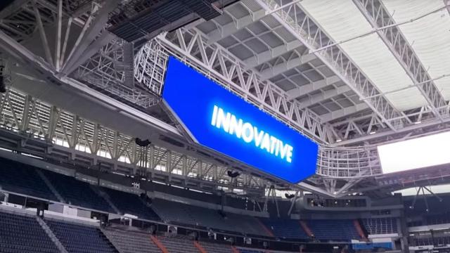 Imagen del videomarcador del Santiago Bernabéu.