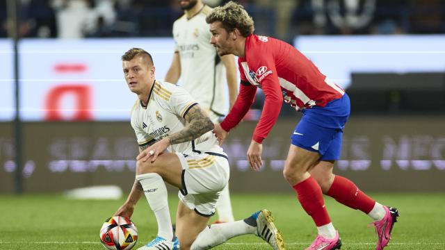 Toni Kroos, durante el derbi ante el Atlético de Madrid en la Supercopa de España