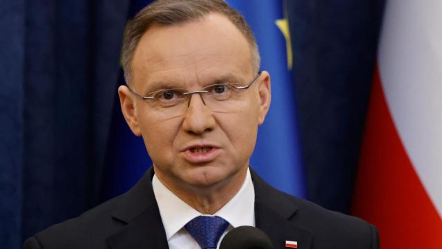 El presidente de Polonia, Andrzej Duda, durante su comparecencia este miércoles en Varsovia
