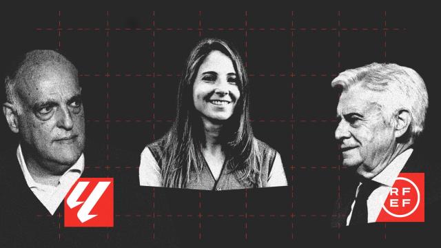 Javier Tebas, Nefer Ruiz y Pedro Rocha en un fotomontaje