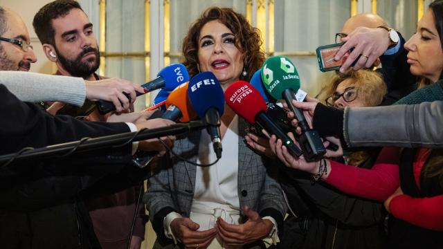 La vicepresidenta María Jesús Montero, este jueves en un desayuno informativo de Fórum Europa.