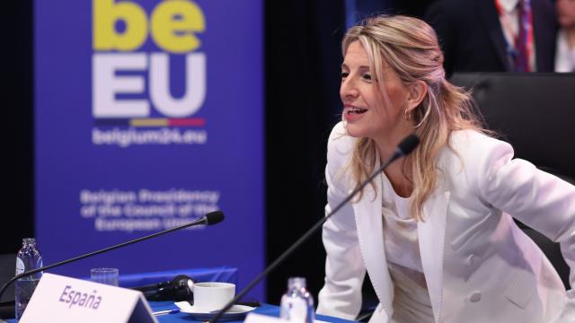 La vicepresidenta segunda del Gobierno, Yolanda Díaz, este jueves en Bruselas.