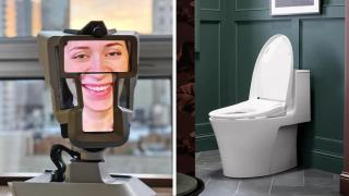 La cabeza con IA y el retrete con Alexa.