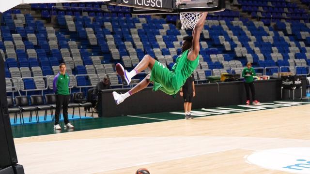 Yankuba Sima durante un entrenamiento del Unicaja de Málaga