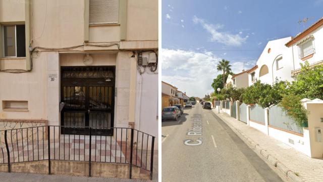 El portal del edificio donde encontraron a Ana, a la izquierda; la vivienda donde se ha localizado al hombre ahorcado, a la derecha.