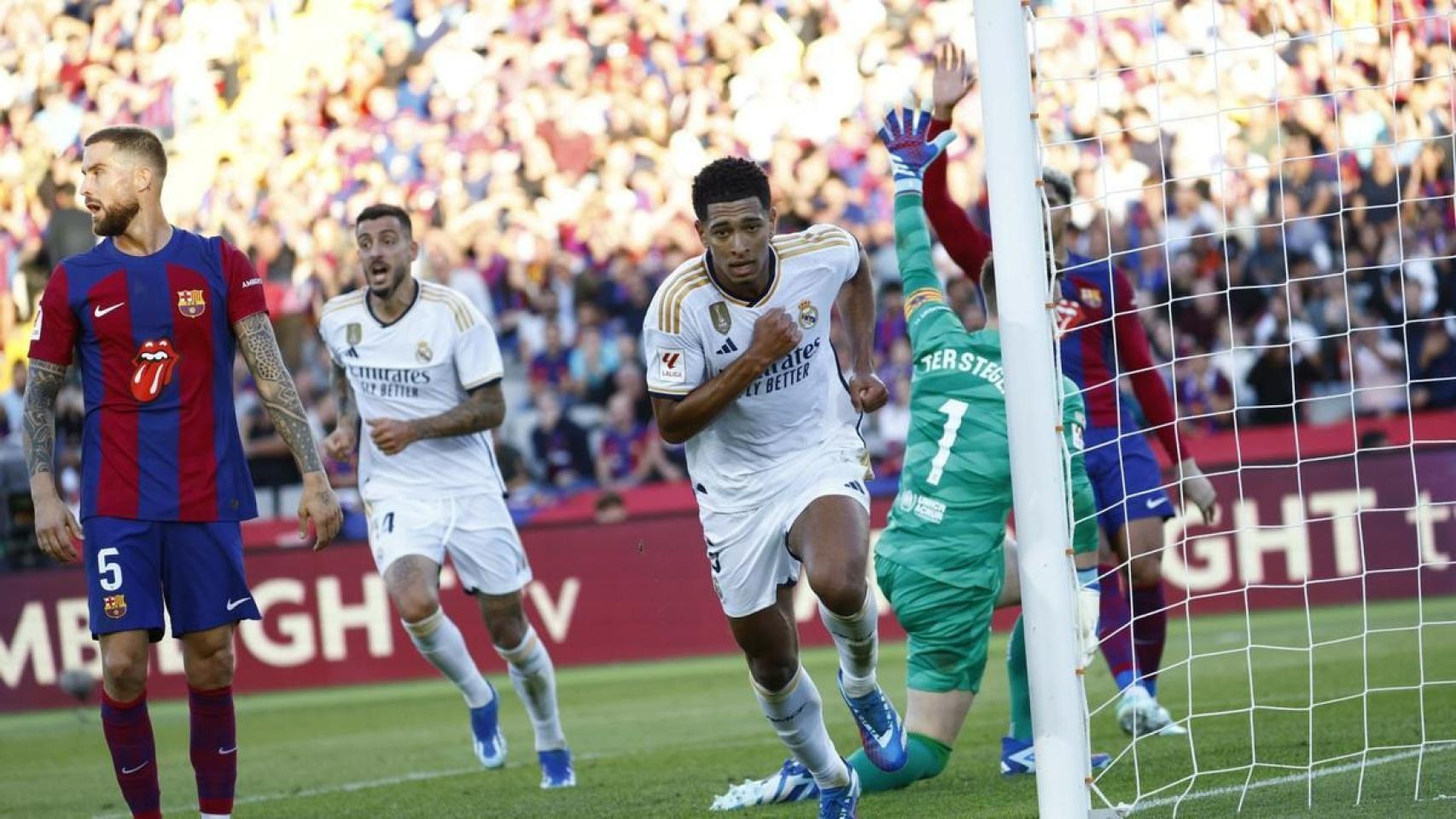 Jude Bellingham, tras marcar un gol en el FC Barcelona - Real Madrid.