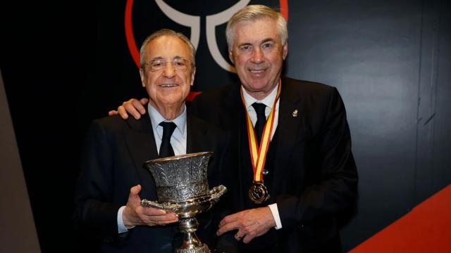Florentino Pérez, presidente del Real Madrid, y Carlo Ancelotti, entrenador del Real Madrid.