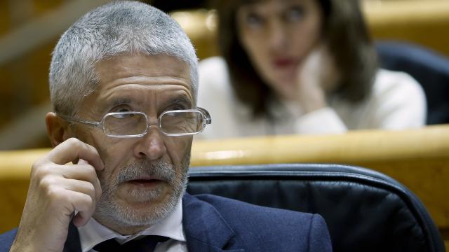 El ministro del Interior, Fernando Grande-Marlaska, al inicio del pleno del Congreso, reunido excepcionalmente en el Senado el pasado miércoles.