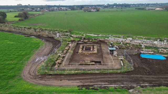 Imagen aérea de la zona de Paestum donde se han identificado los dos santuarios.