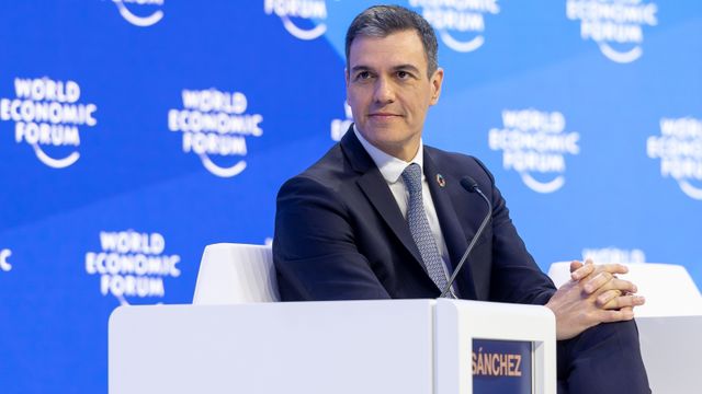 El presidente del Gobierno, Pedro Sánchez, durante su participación en el Foro de Davos de 2023.