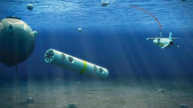 Recreación de Barracuda a punto de impactar contra una mina