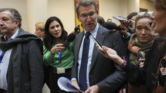 Alberto Núñez Feijóo, tras finalizar el pleno para reformar el artículo 49 de la Constitución.