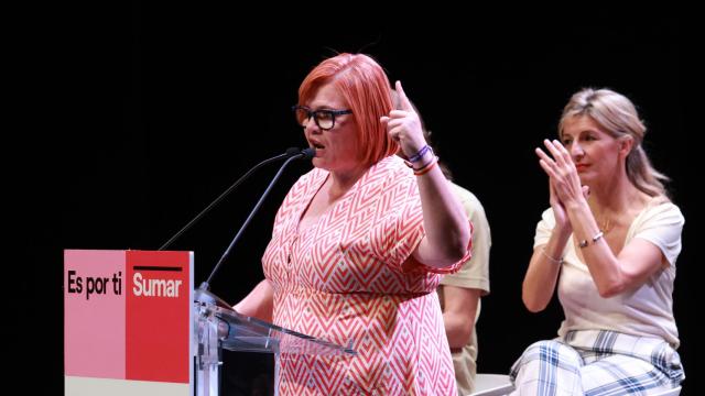 Engracia Rivera, número 2 por Sevilla de Sumar, en un acto de la coalición para el 23-J.