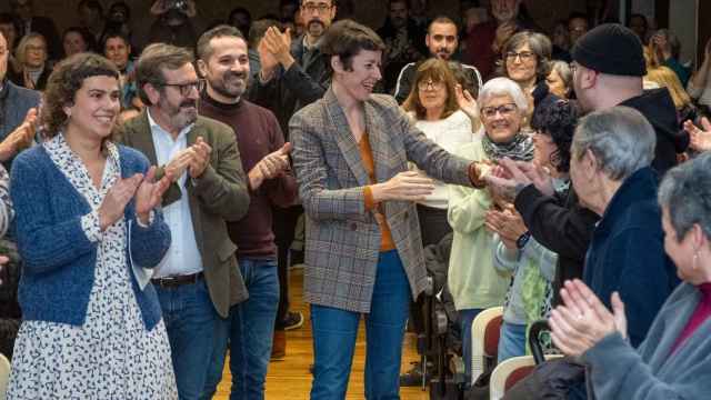 Ana Pontón en un acto de campaña en O Porriño, a 15 de enero de 2024.