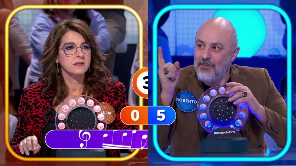 Llum Barrera y Roberto Álamo en 'Pasapalabra'.
