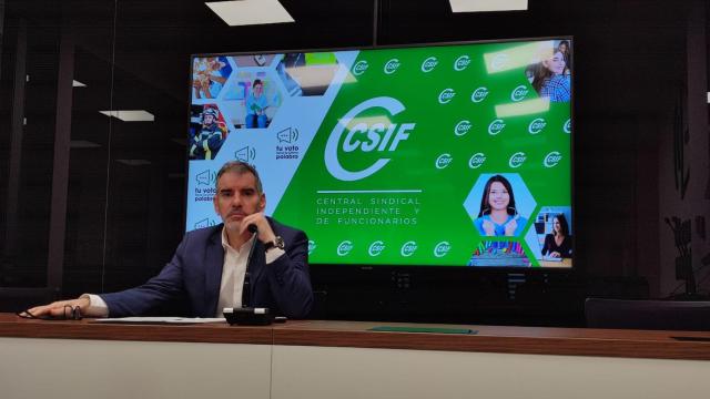 El presidente de CSIF Castilla y León, Benjamín Castro, durante la rueda de prensa.