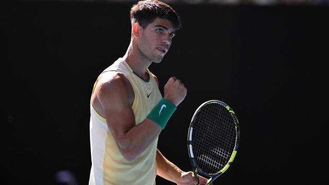 Carlos Alcaraz, en el partido ante Sonego en el Open de Australia.