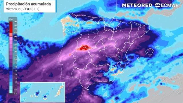 La nueva borrasca y la vaguada de aire frío que interactuarán sobre España el viernes 19, desplomando las temperaturas.