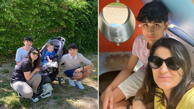 Sebas, con Kerana, a la derecha. A la izquierda, Kerana junto a sus 3 hijos